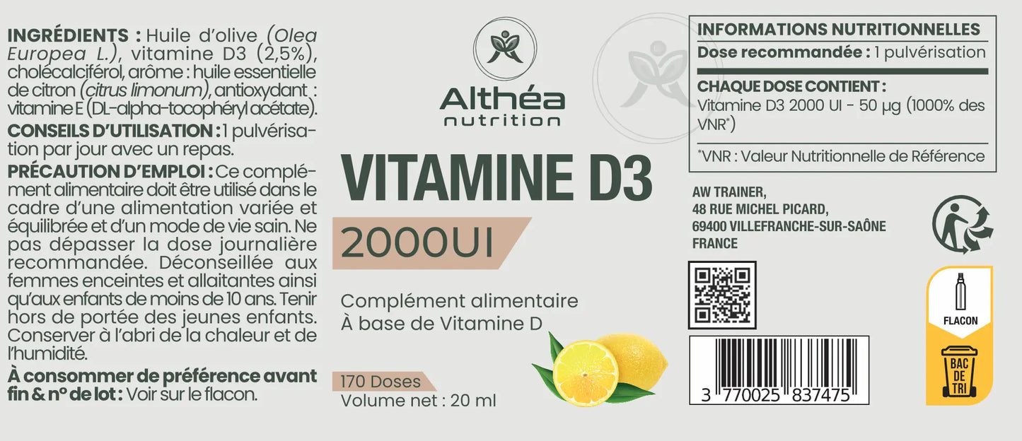 Vitamine D3 Spray 2000 UI - Althéa Nutrition