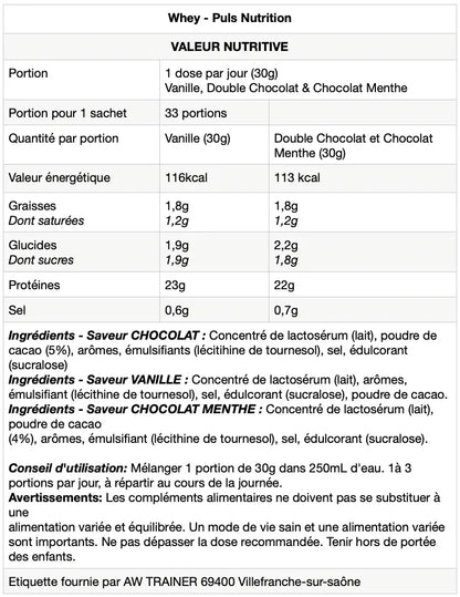 Whey Protéines - Puls nutrition 